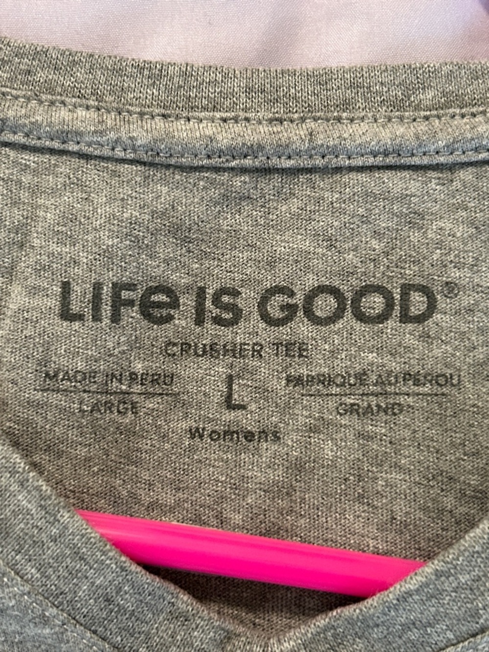 Life Is Good Gray Cat Lover Graphic V-Neck Tee - Picture 6 of 8